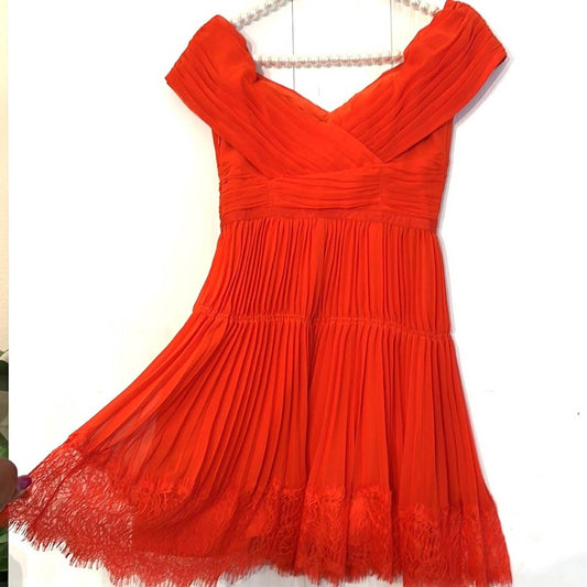 Self-Portrait Orange Off the Shoulder Dress 2 NWOT