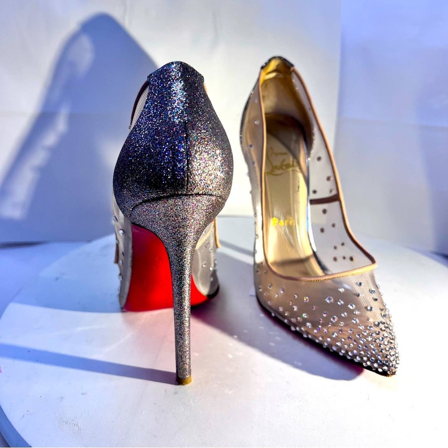 Christian Louboutin Sparkle & Crystal Red Bottom Heels 38 1/2