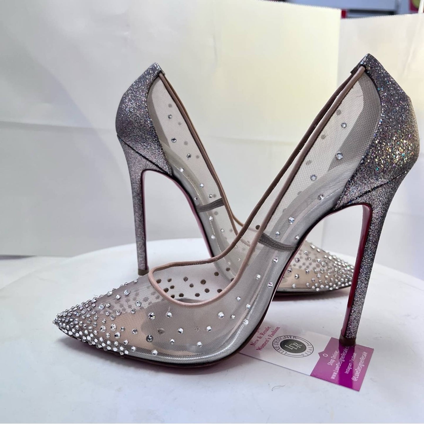 Christian Louboutin Sparkle & Crystal Red Bottom Heels 38 1/2