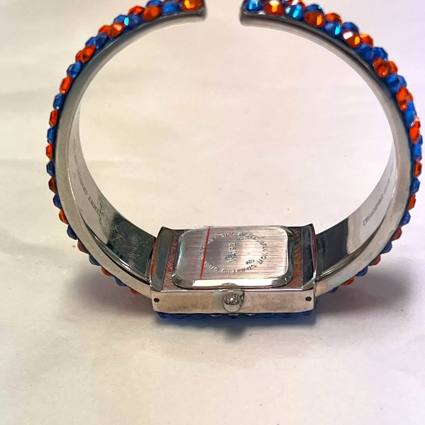 JC CRYSTAL Orange & Blue Crystal Cuff Watch