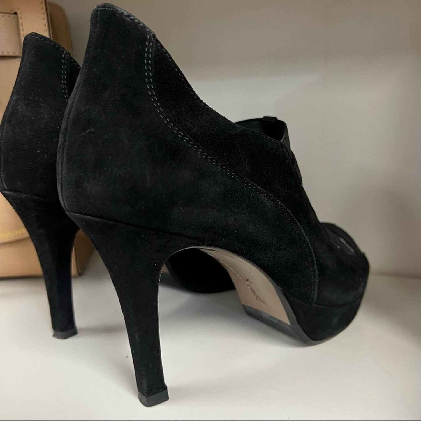 PAUL GREEN Black Strappy Peep Toe Leather Pumps 5 ~ 7.5