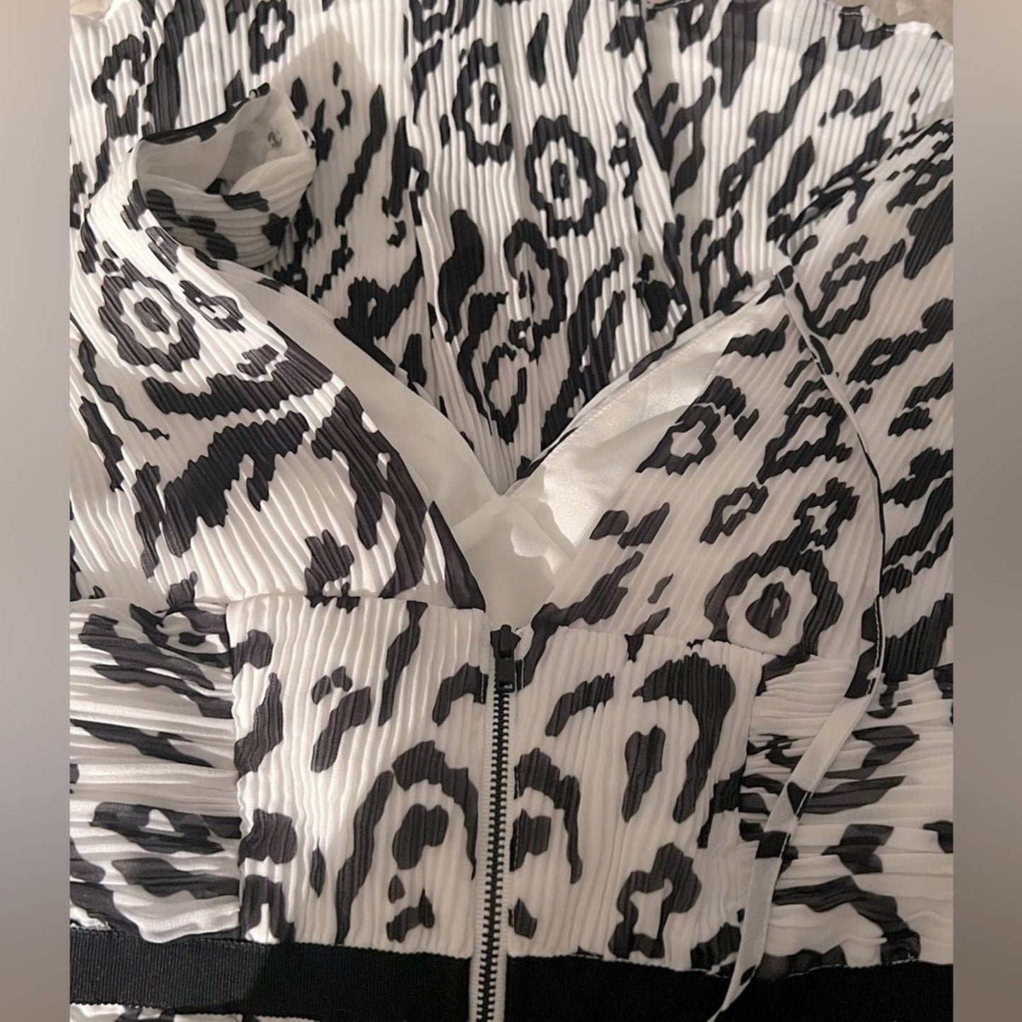 SELF PORTRAIT Leopard-print Plissé-chiffon Mini Dress In White | Black Sz 2