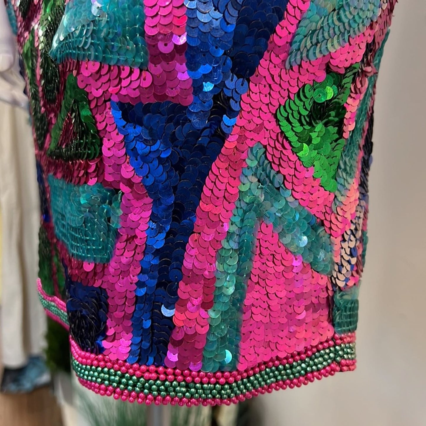 Lawrence Lazar NY Vintage Multicolor Sequin dress PP