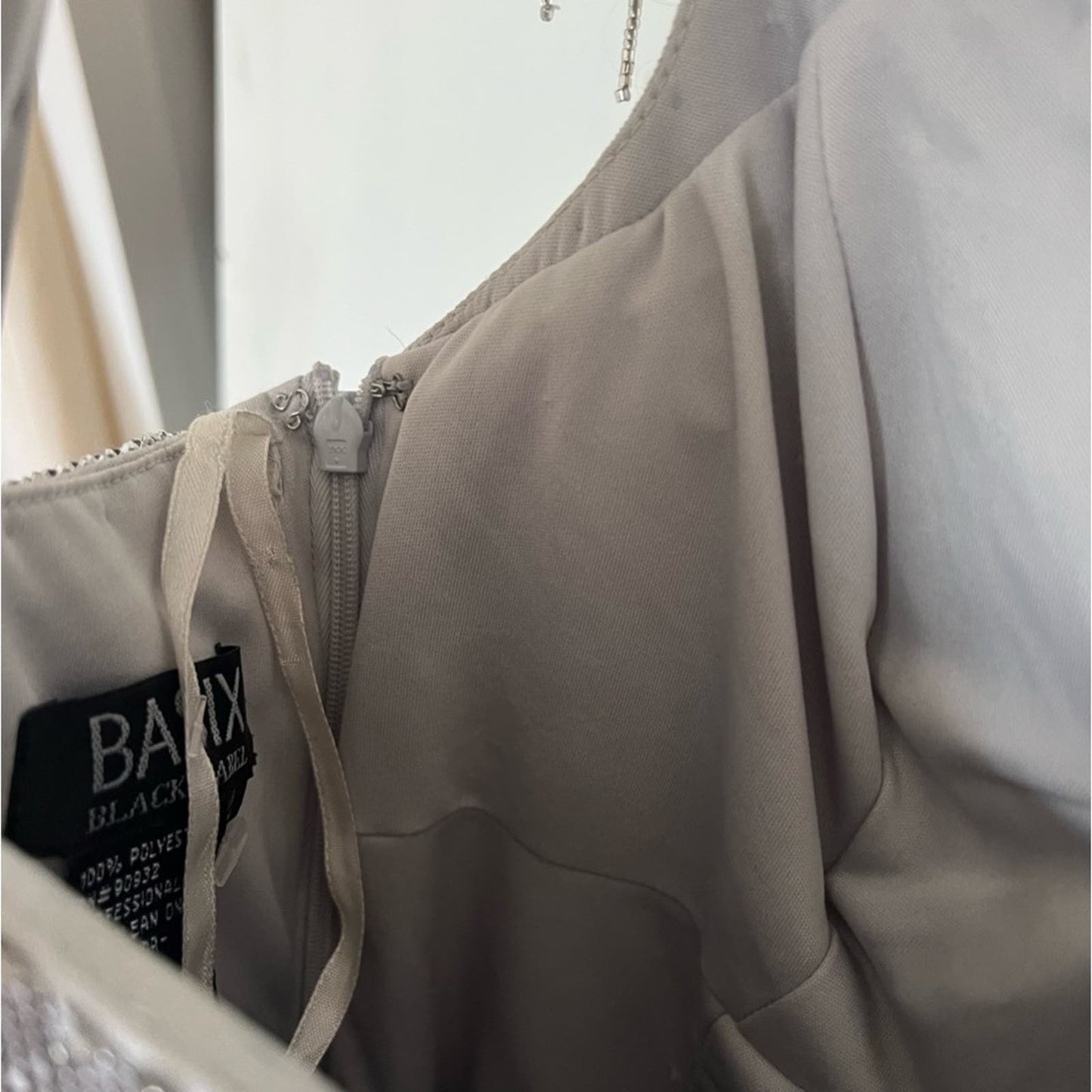 BASIX Black Label Silver Metallic Cochella Style Mini Dress •2