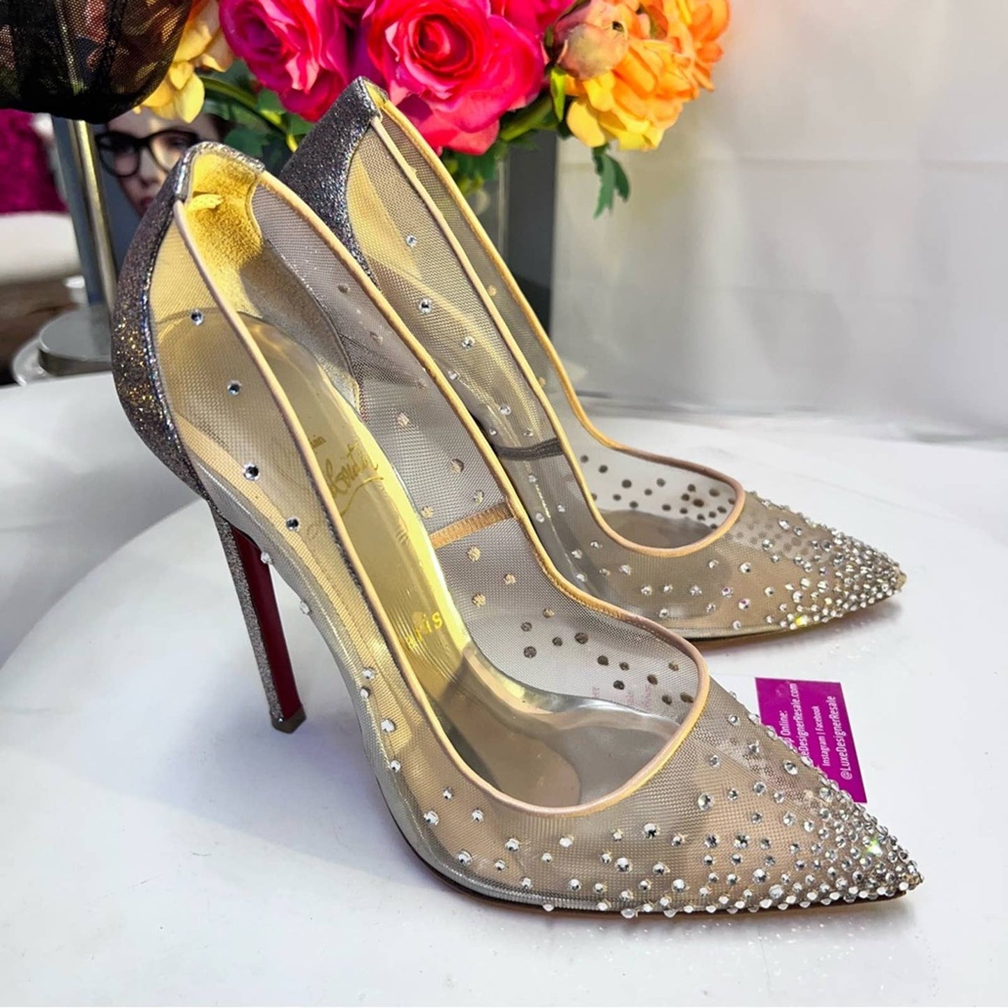 Christian Louboutin Sparkle & Crystal Red Bottom Heels 38 1/2