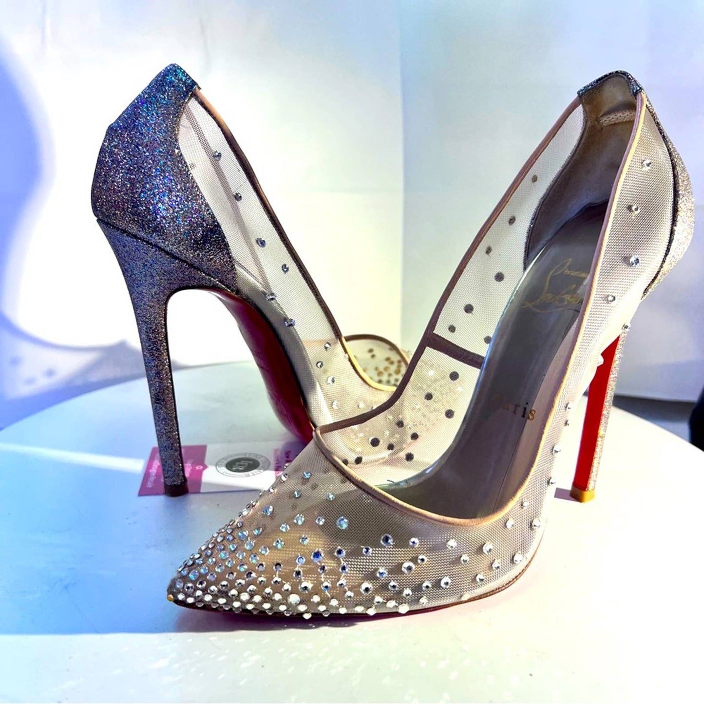 Christian Louboutin Sparkle & Crystal Red Bottom Heels 38 1/2