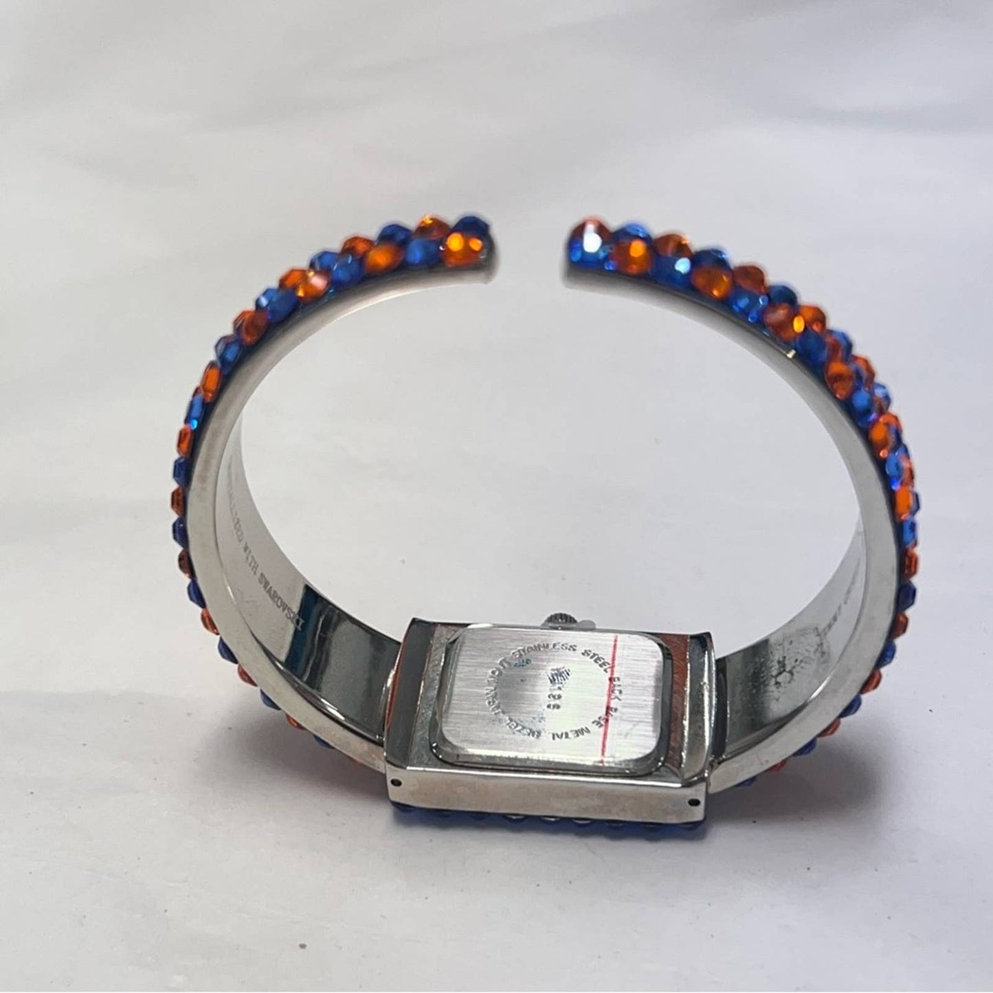 JC CRYSTAL Orange & Blue Crystal Cuff Watch