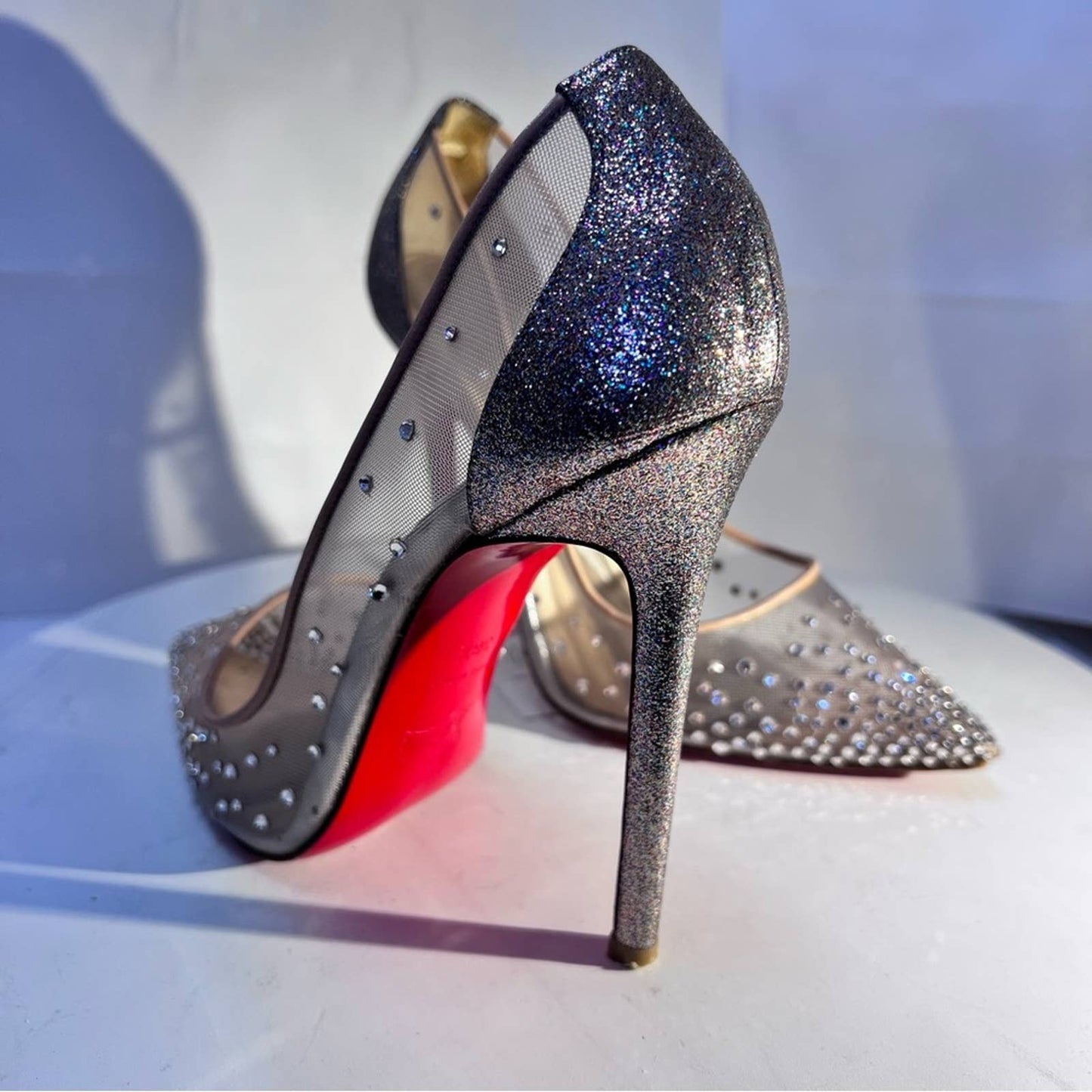 Christian Louboutin Sparkle & Crystal Red Bottom Heels 38 1/2