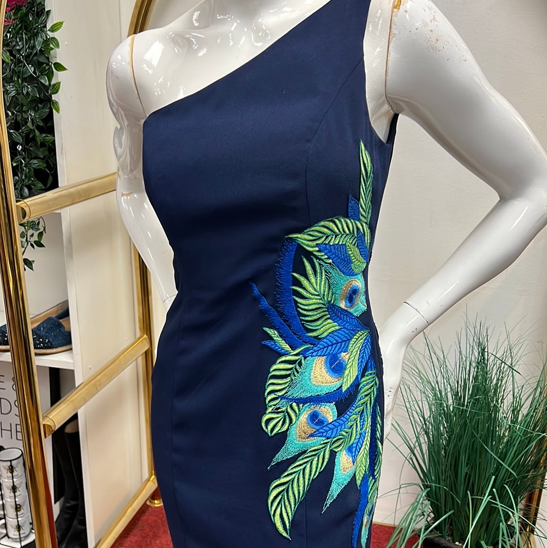 Lilly Pulitzer Navy Single Shoulder Embroidered Jamie Dress 0