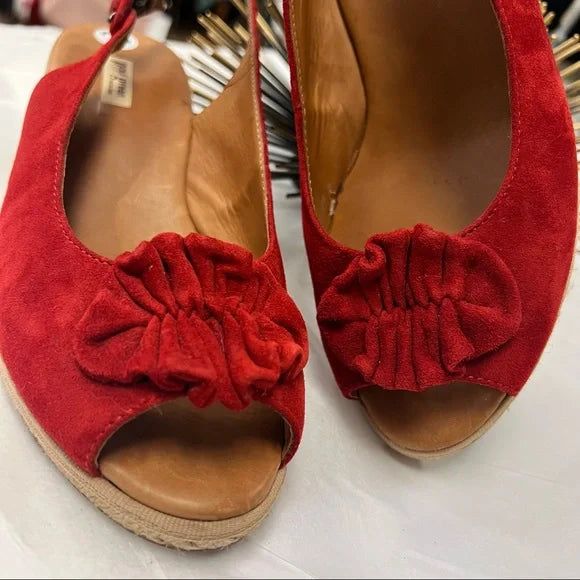 PAUL GREEN Red Leather Slingback Espadrilles 5 • 7.5